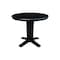 International Concepts 36 in. Solid Wood Round Top Pedestal Table with 12 in. Leaf - 30.1 in.High - Dining Height in Black K46-36RXT-23B - alternate 1